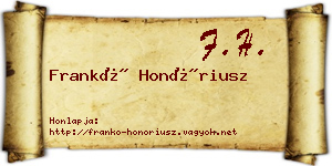 Frankó Honóriusz névjegykártya